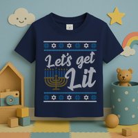 Funny Ugly Hanukkah Lets Get Lit Menorah Toddler T-Shirt