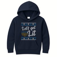 Funny Ugly Hanukkah Lets Get Lit Menorah Kids Hoodie