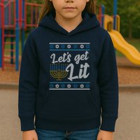 Funny Ugly Hanukkah Lets Get Lit Menorah Kids Hoodie