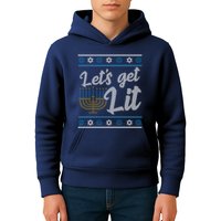 Funny Ugly Hanukkah Lets Get Lit Menorah Kids Hoodie