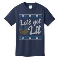 Funny Ugly Hanukkah Lets Get Lit Menorah Kids T-Shirt