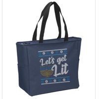 Funny Ugly Hanukkah Lets Get Lit Menorah Zip Tote Bag
