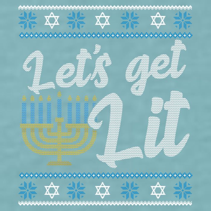 Funny Ugly Hanukkah Lets Get Lit Menorah Sueded Cloud Jersey T-Shirt