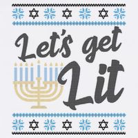Funny Ugly Hanukkah Lets Get Lit Menorah Garment-Dyed Sweatshirt