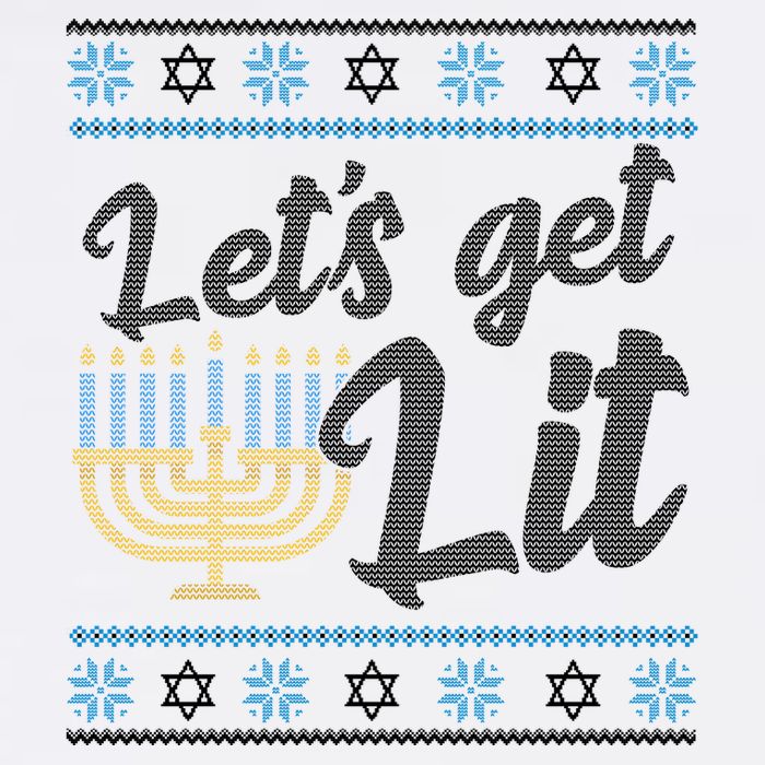 Funny Ugly Hanukkah Lets Get Lit Menorah Garment-Dyed Sweatshirt