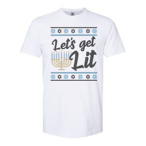 Funny Ugly Hanukkah Lets Get Lit Menorah Softstyle CVC T-Shirt