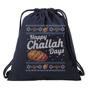 Funny Ugly Hanukkah Sweater Happy Challah Days Drawstring Bag