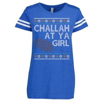 Funny Ugly Hanukkah Challah At Ya Girl Enza Ladies Jersey Football T-Shirt