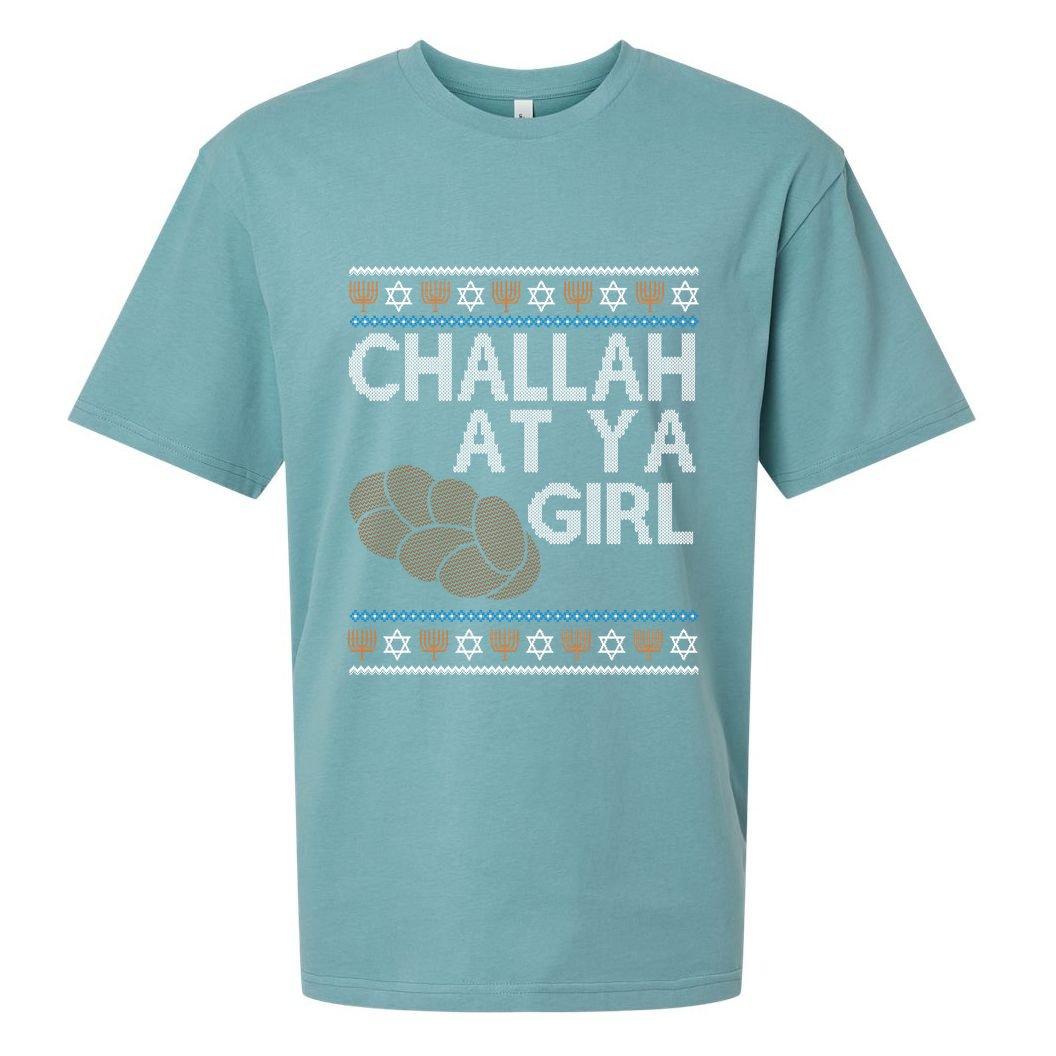 Funny Ugly Hanukkah Challah At Ya Girl Sueded Cloud Jersey T-Shirt