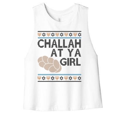 Funny Ugly Hanukkah Challah At Ya Girl Women's Racerback Cropped Tank