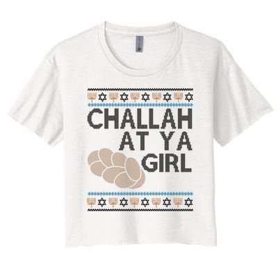 Funny Ugly Hanukkah Challah At Ya Girl Women's Crop Top Tee