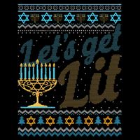 Funny Ugly Hanukkah Sweater Lets Get Lit Menorah Jewish Gift Flat Bill Trucker Hat