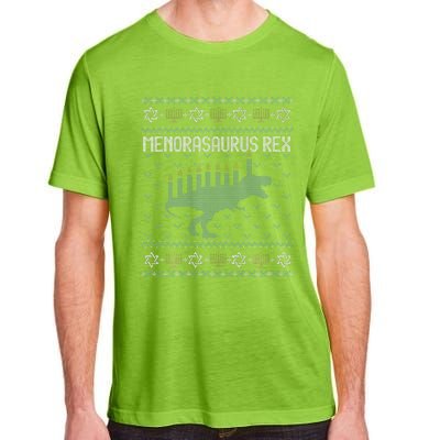 Funny Ugly Hanukkah Sweater Dino Trex Menorah Adult ChromaSoft Performance T-Shirt