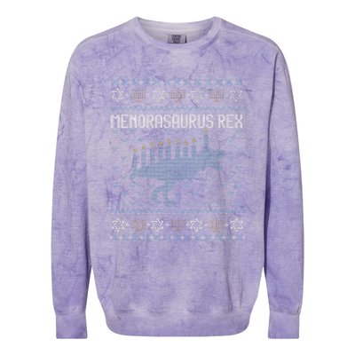 Funny Ugly Hanukkah Sweater Dino Trex Menorah Colorblast Crewneck Sweatshirt