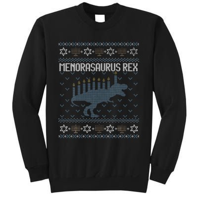 Funny Ugly Hanukkah Sweater Dino Trex Menorah Sweatshirt