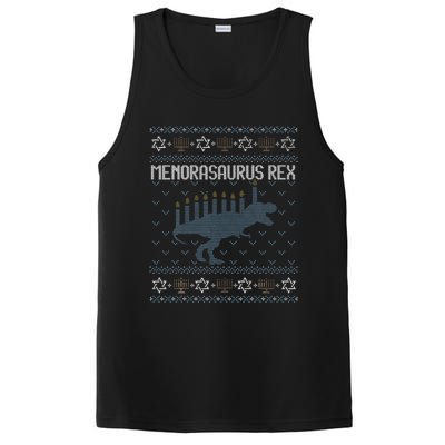 Funny Ugly Hanukkah Sweater Dino Trex Menorah PosiCharge Competitor Tank