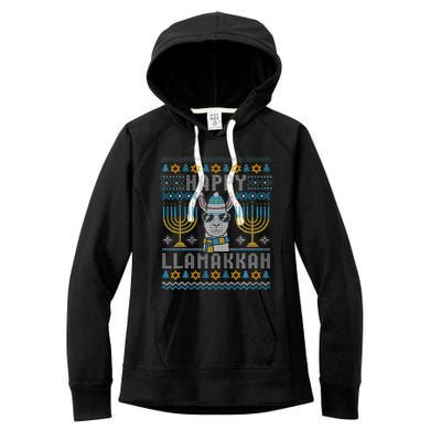 Funny Ugly Hanukkah Sweater Llama Llamakkah Gift Women's Fleece Hoodie