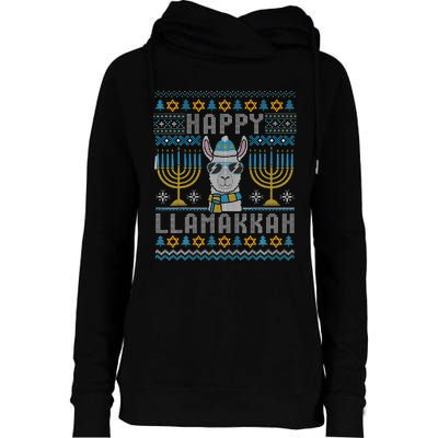 Funny Ugly Hanukkah Sweater Llama Llamakkah Gift Womens Funnel Neck Pullover Hood