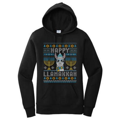 Funny Ugly Hanukkah Sweater Llama Llamakkah Gift Women's Pullover Hoodie