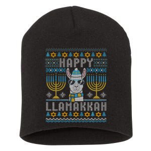 Funny Ugly Hanukkah Sweater Llama Llamakkah Gift Short Acrylic Beanie