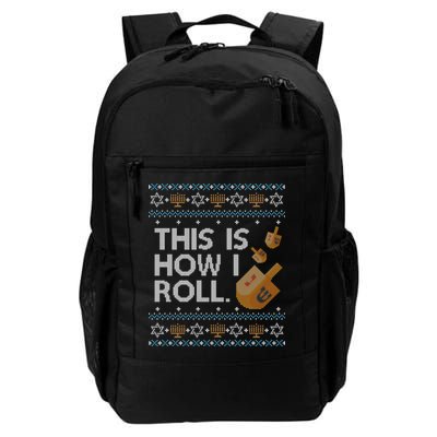 Funny Ugly Hanukkah Sweater How I Roll Dreidel Daily Commute Backpack