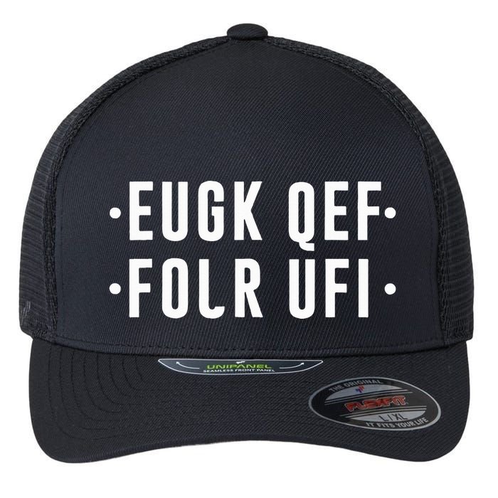 Fold Up Hidden Message F Off Funny Word Flexfit Unipanel Trucker Cap