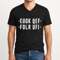 Fold Up Hidden Message F Off Funny Word V-Neck T-Shirt