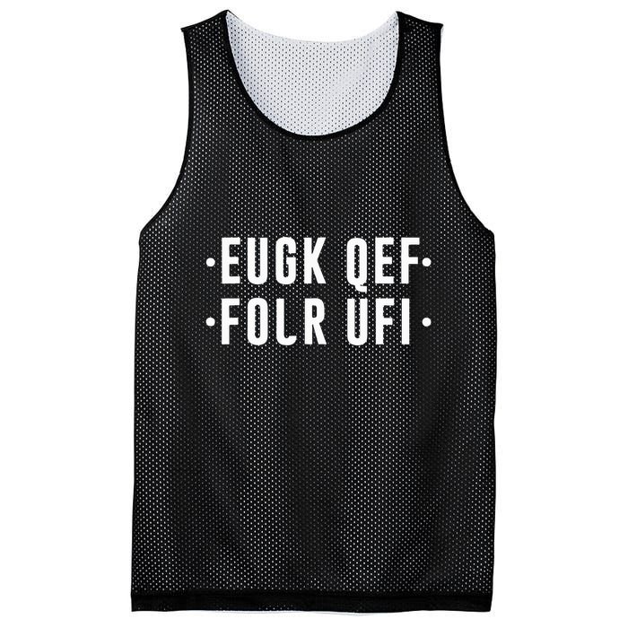 Fold Up Hidden Message F Off Funny Word Mesh Reversible Basketball Jersey Tank