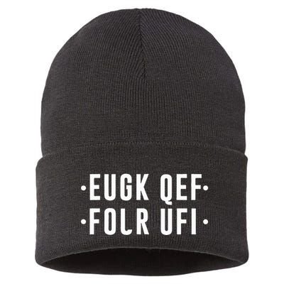 Fold Up Hidden Message F Off Funny Word Sustainable Knit Beanie