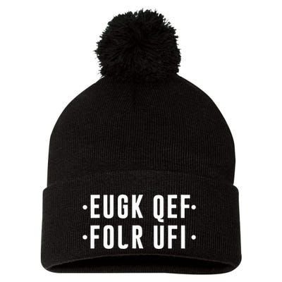 Fold Up Hidden Message F Off Funny Word Pom Pom 12in Knit Beanie