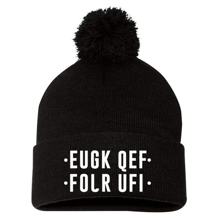 Fold Up Hidden Message F Off Funny Word Pom Pom 12in Knit Beanie