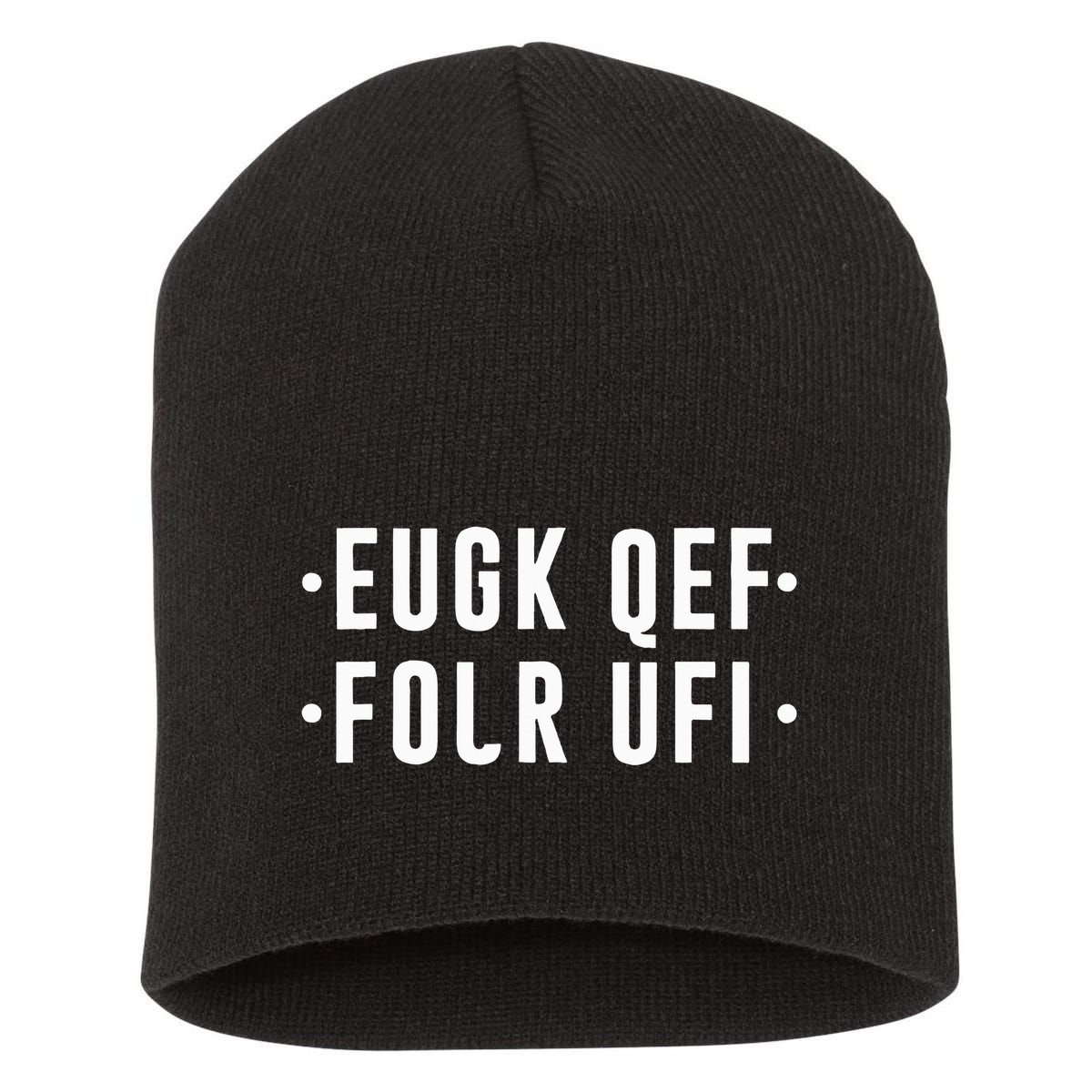 Fold Up Hidden Message F Off Funny Word Short Acrylic Beanie