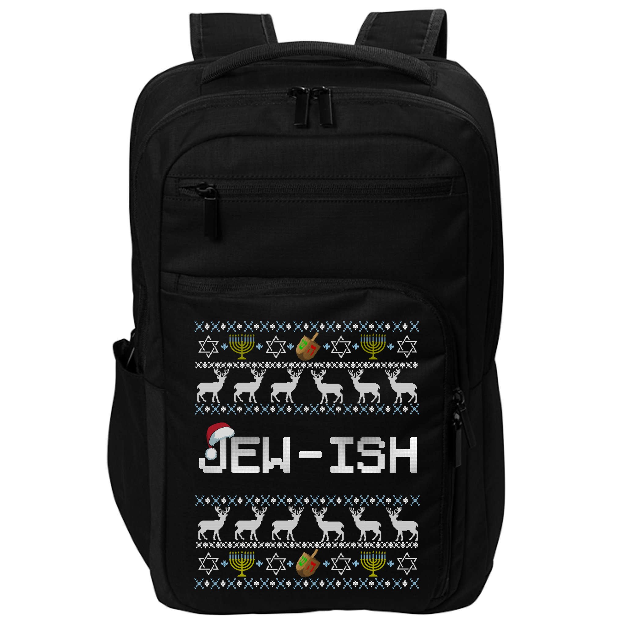 Fun Ugly Hanukkah Sweater Jewgiftish Santa Hat Merry Christmas Gift Impact Tech Backpack