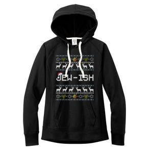 Fun Ugly Hanukkah Sweater Jewgiftish Santa Hat Merry Christmas Gift Women's Fleece Hoodie