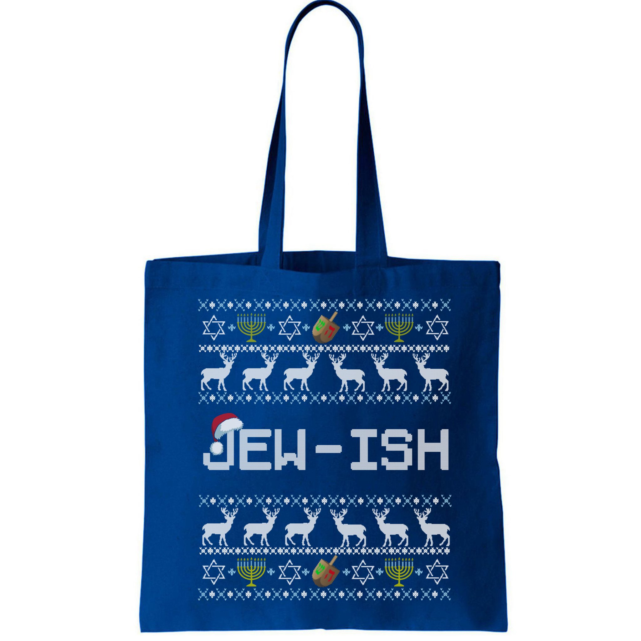 Fun Ugly Hanukkah Sweater Jewgiftish Santa Hat Merry Christmas Gift Bag