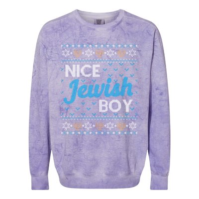 Funny Ugly Hanukkah Sweater Nice Jewish Boy Matching Colorblast Crewneck Sweatshirt