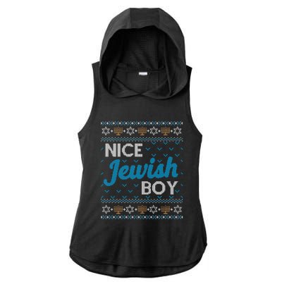 Funny Ugly Hanukkah Sweater Nice Jewish Boy Matching Ladies PosiCharge Tri-Blend Wicking Draft Hoodie Tank