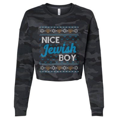 Funny Ugly Hanukkah Sweater Nice Jewish Boy Matching Cropped Pullover Crew