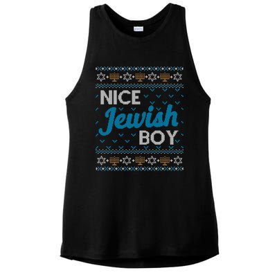 Funny Ugly Hanukkah Sweater Nice Jewish Boy Matching Ladies PosiCharge Tri-Blend Wicking Tank