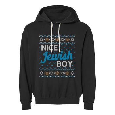 Funny Ugly Hanukkah Sweater Nice Jewish Boy Matching Garment-Dyed Fleece Hoodie