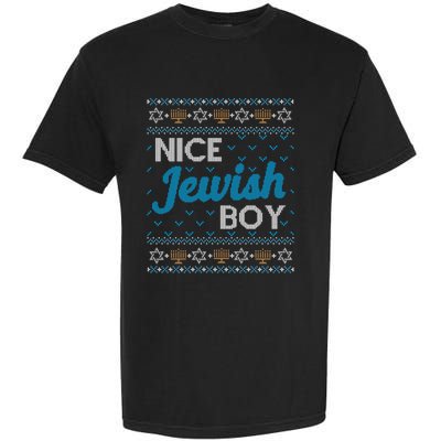 Funny Ugly Hanukkah Sweater Nice Jewish Boy Matching Garment-Dyed Heavyweight T-Shirt