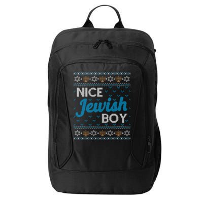 Funny Ugly Hanukkah Sweater Nice Jewish Boy Matching City Backpack