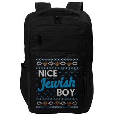 Funny Ugly Hanukkah Sweater Nice Jewish Boy Matching Impact Tech Backpack