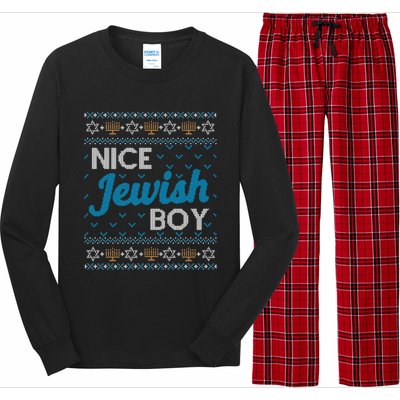 Funny Ugly Hanukkah Sweater Nice Jewish Boy Matching Long Sleeve Pajama Set