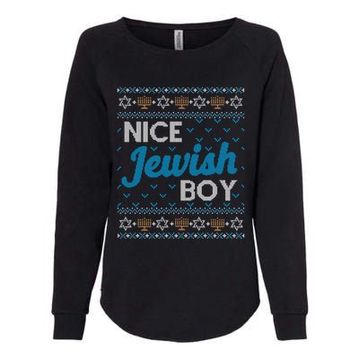 Funny Ugly Hanukkah Sweater Nice Jewish Boy Matching Womens California Wash Sweatshirt