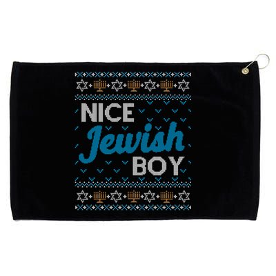 Funny Ugly Hanukkah Sweater Nice Jewish Boy Matching Grommeted Golf Towel