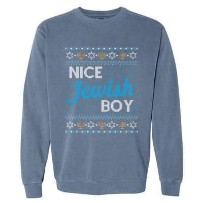 Funny Ugly Hanukkah Sweater Nice Jewish Boy Matching Garment-Dyed Sweatshirt