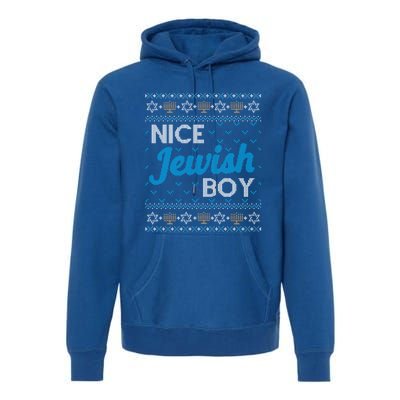 Funny Ugly Hanukkah Sweater Nice Jewish Boy Matching Premium Hoodie