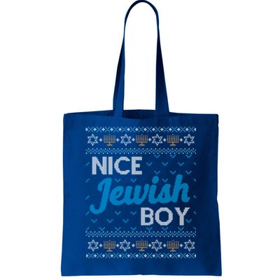 Funny Ugly Hanukkah Sweater Nice Jewish Boy Matching Tote Bag