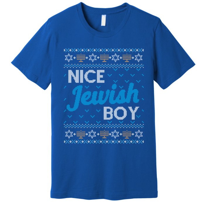 Funny Ugly Hanukkah Sweater Nice Jewish Boy Matching Premium T-Shirt